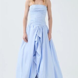 Aje Violette Bubble Hem Maxi Dress Pearl Blue